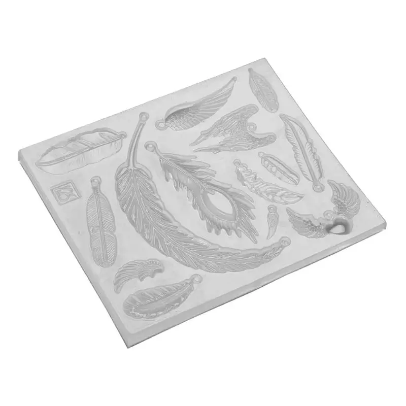 

3-D feather shape epoxy resin ultraviolet glue process silicone mould creative DIY art pendant brooch jewelry tools manual