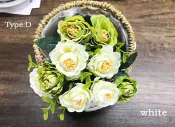 Zinmol красочные шелковые искусственные цветы 15 голова Мини Роза для домашнего декора для свадьбы Маленькие розы цветок букет украшение - Цвет: D white