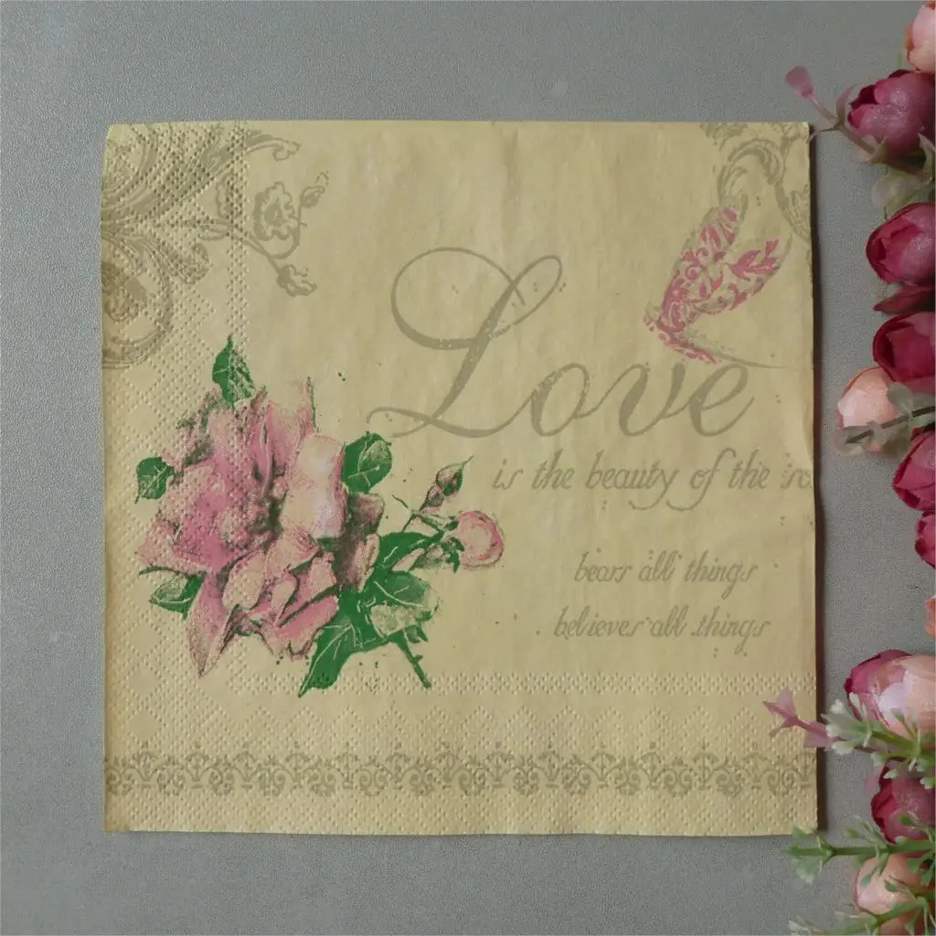 Buy Decoupage paper napkinss vintage rose elegant