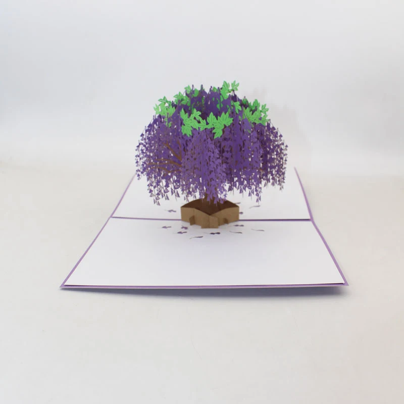 

3D Laser Cut Handmade Purple Wisteria Sinensis Paper Greeting Card Teachers' Day Mother's Day Thanksgiving Party Birthday Gift