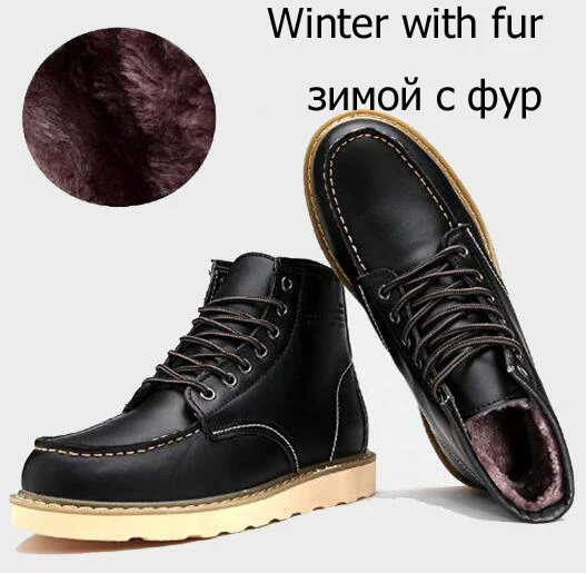 DJSUNNYMIX/брендовые Модные ботильоны; сезон осень-зима; мужские Ботинки martin в байкерском стиле; мужские оксфорды; Мужская обувь; большие размеры 38-44 - Цвет: black Plush lining