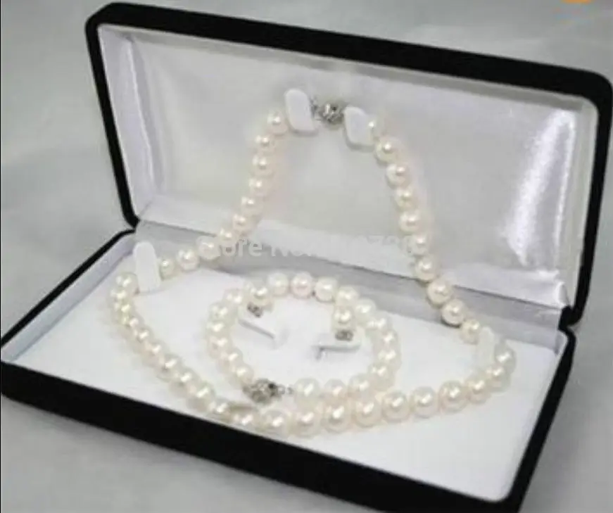 

Jewelry 00917 8-9MM White Akoya Cultured Pearl Necklace Bracelet Earring Set AAA(no box) (A0423)
