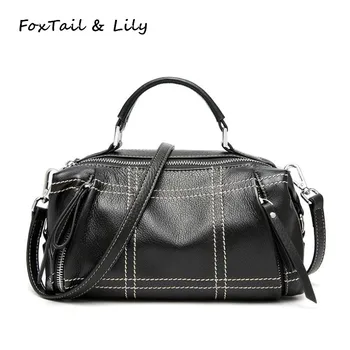 

FoxTail & Lily Ladies High Quality Real Leather Handbags Designer Style Shoulder Messenger Bags Genuine Cow Leather Boston Bag