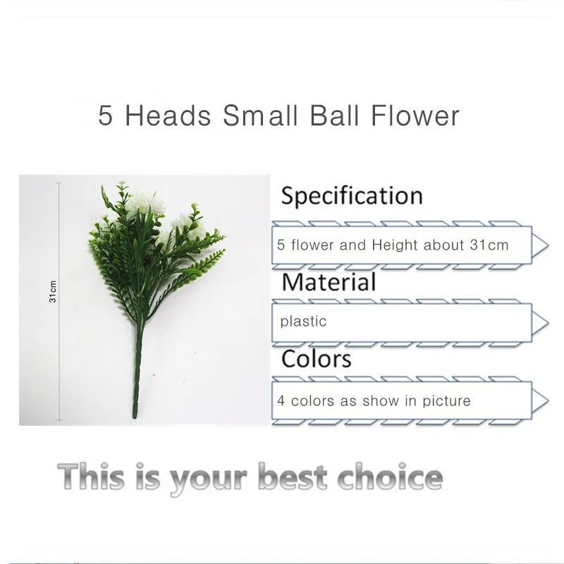JAROWN искусственный 5 головок маленький шар цветочный букет пластиковый декоративный цветочный стол для украшения свадьбы дома отеля