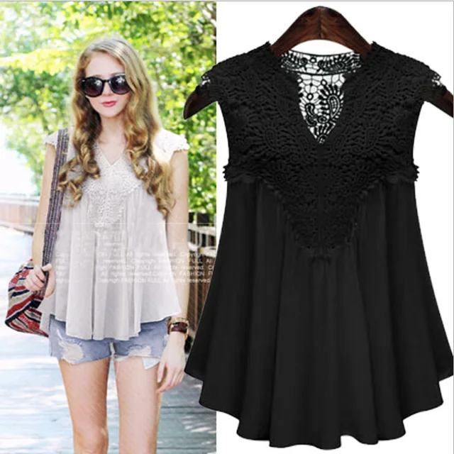 Hot Vintage Blusas 2018 Summer Lace Crochet Blouse Hollow