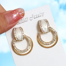 ZOSHI, модные корейские стильные маленькие круглые серьги-гвоздики, роскошные золотые серебряные стразы, женские свадебные вечерние серьги, ювелирные изделия