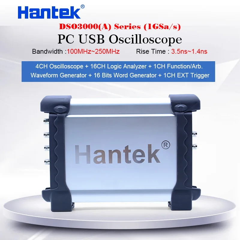 USB осциллограф Hantek DSO3000A 4 канала 100 250 МГц генератор сигналов 1 Гвыб/с для ПК 16
