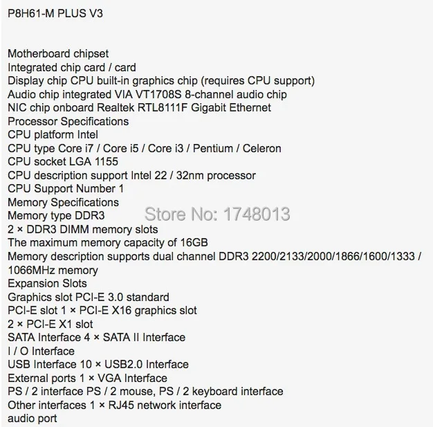 Оригинальная материнская плата для P8H61-M PLUS V3 LGA 1155 DDR3 16GB USB2.0 H61 настольная материнская плата