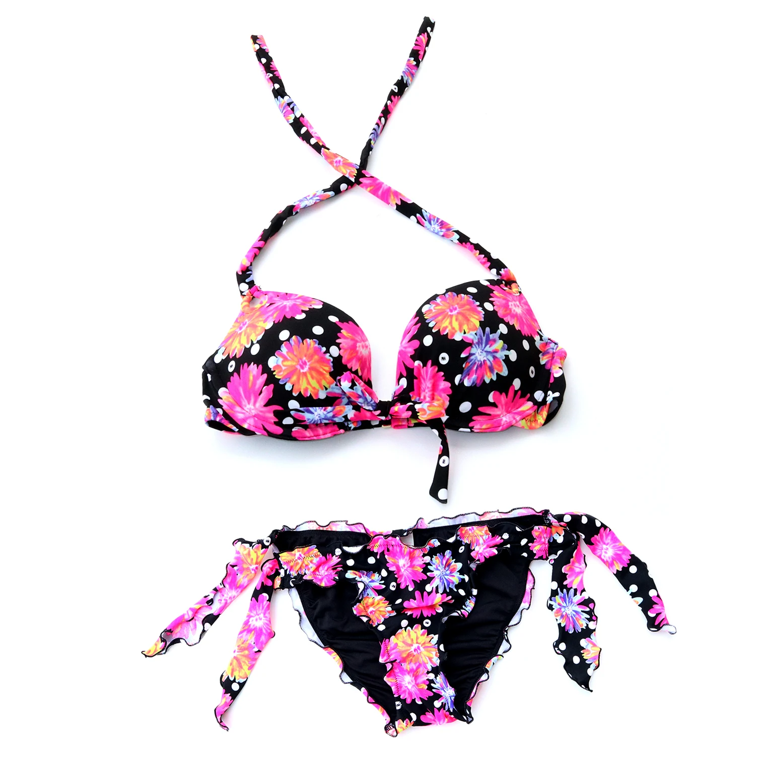 

2018 Women Swimsuit Black Secret Bikinis Set Push Up Swim Suit Biquini Sexy Bikini Tankini Beachwear Halter Swimwear