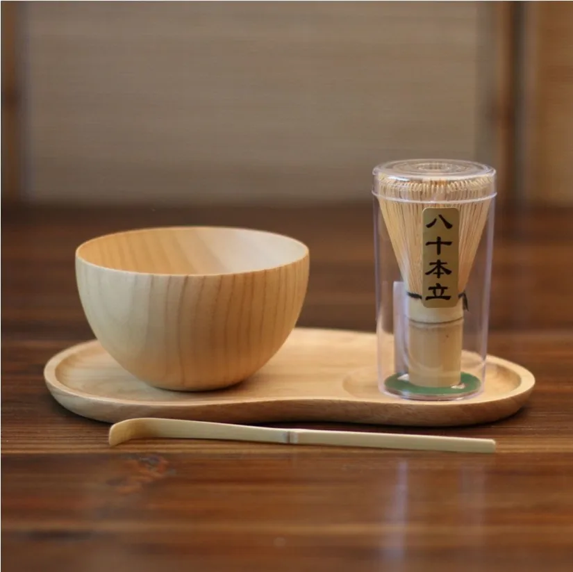 

Wooden Japan handmade bator matcha kit gift jujube wood maccha whisk bowl tea set scoop tray moderate Japanese green tea teaware