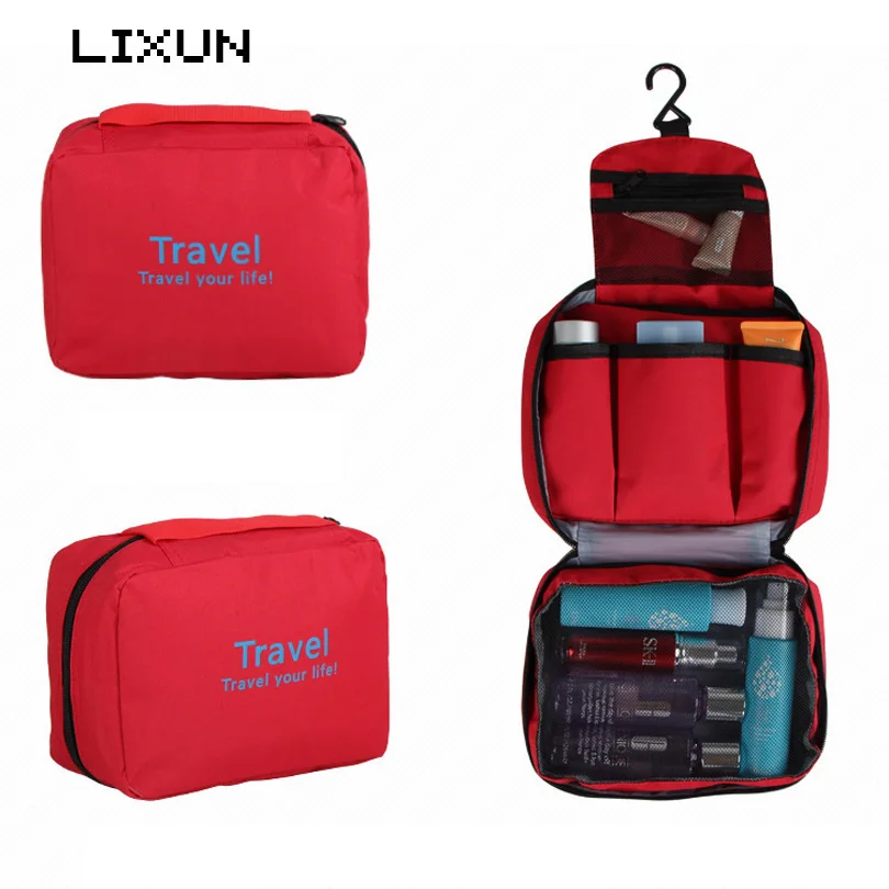 

Women Hanging Travel Cosmetic Bag Zipper Make Up Bag Polyester High Capacity Makeup Case handbag Organizer Storage Wash Bath Bag