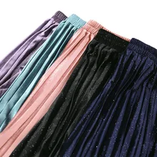 Новое поступление, женские юбки в Корейском стиле, бархатные плиссированные юбки, женская одежда, Faldas Largas Elegantes