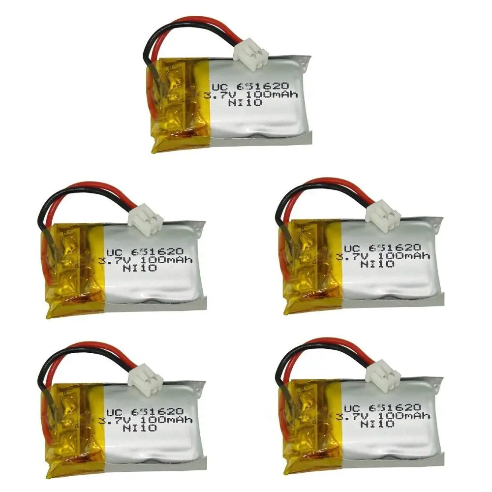 3.7V 100mAH 651620 2 pcs/lot Remote control airplane remote control helicopter 3.7V 100mAH lithium battery white insert 1.25