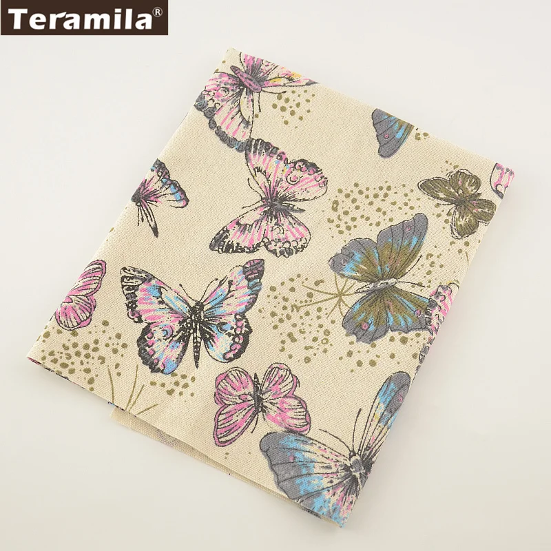 Butty Butterflies TERAMILA Cotton Linen Fabric Sewing Material Tissu Tablecloth Pillow Bag Curtain Cushion Pillow Home Textile