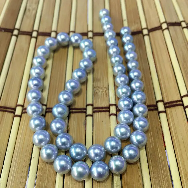 

elegant11-12mm freshwater silver grey pearl necklace 20inch 925silverYG