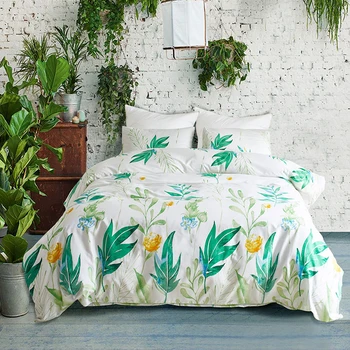 

Green Plants Leaf Flower Floral Printed Bedding Sets Duvet Cover Sets Pillowcase Bedroom Decor Single Twin Double Queen King