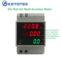 Ketotek medidor digital 0-100a, amperímetro ac 80-300v 250v-450v, voltímetro, display de led amp volt medidor de potência ativa da energia