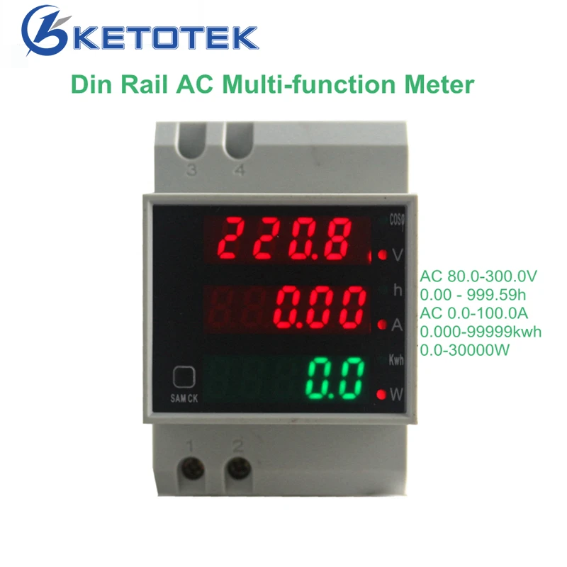 KetoteK din-рейка цифровой 0-100A Амперметр AC 80-300V 250 V-450 V Вольтметр светодиодный дисплей Ампер Вольт энергия измеритель мощности активный Ватт метр KetoteK din-рейка цифровой 0-100A Амперметр AC 80-300V 250 V-450 V Вольтметр светодиодный дисплей Ампер Вольт энергия измеритель мощности активный Ватт метр