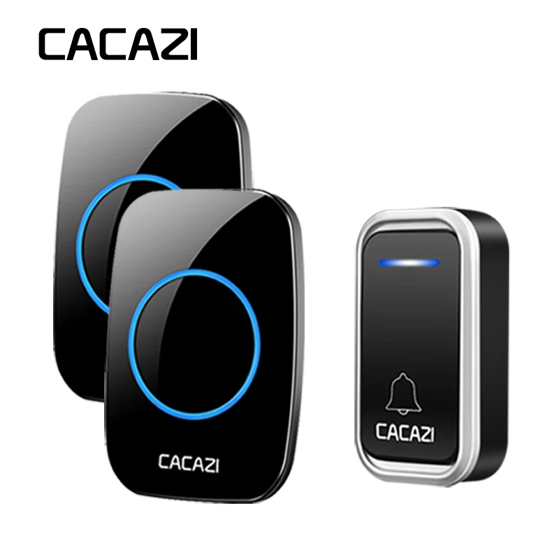 

CACAZI Wireless Doorbell Waterproof Smart LED Intelligent Remote 300M Battery Button Calling Door Bell EU Plug 38 Chime 3 Volume