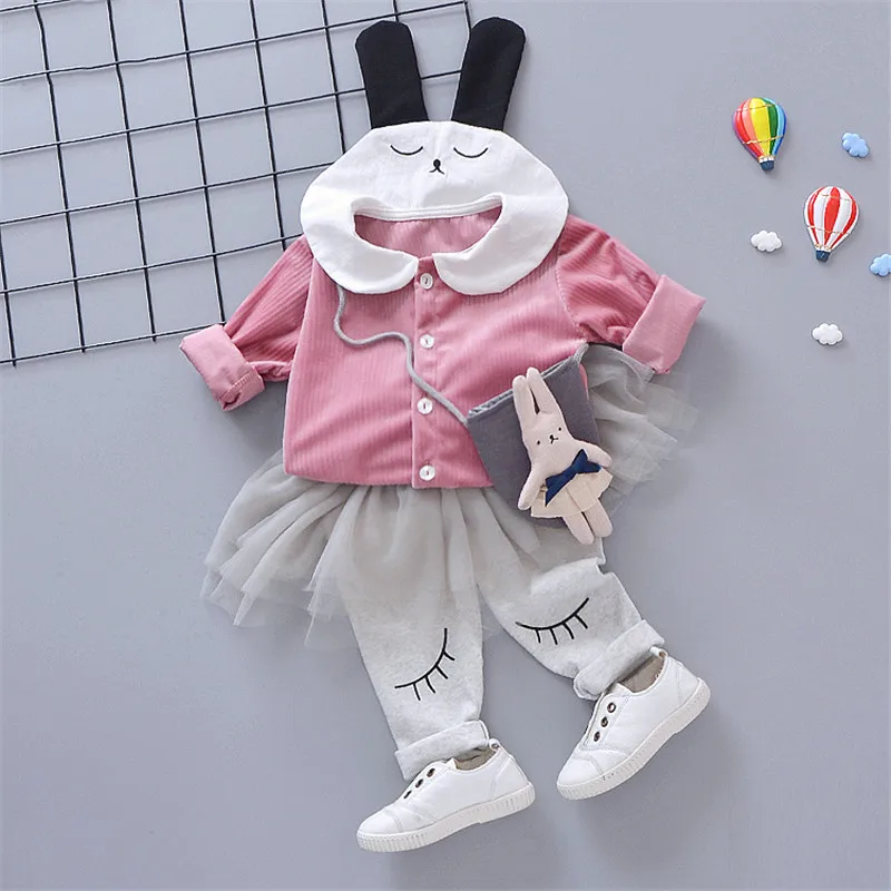 

0-4 years High quality girl clothing set 2019 spring new active casual cartoon kid suit children baby clothing +pant 2pcs