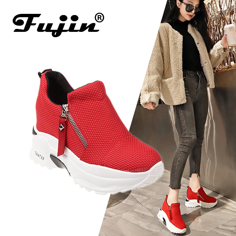 

FUJIN Brand 2019 Fashion Women Casual Shoes Women Flats Shoes Female Platform Shoes Zip Spring Autumn for Women Shoes