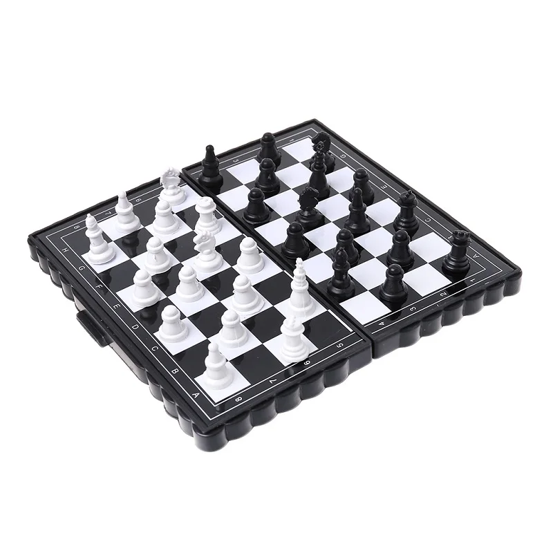 1 Набор, Мини Переносные шахматы, складные магнитные пластиковые шахматные доски, настольная игра, детская игрушка - Цвет: Белый