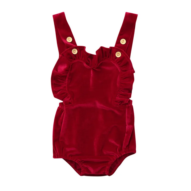 

Baby clothes Newborn Infant Baby Girls Color Solid Ruffles Backcross Romper Outfits 0-24M babys A20