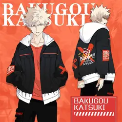 Аниме My Hero Academy Bakugou Katsuki, костюмы для косплея, женские и мужские хлопковые толстовки с капюшоном, толстовки на молнии, пальто, новинка 2019