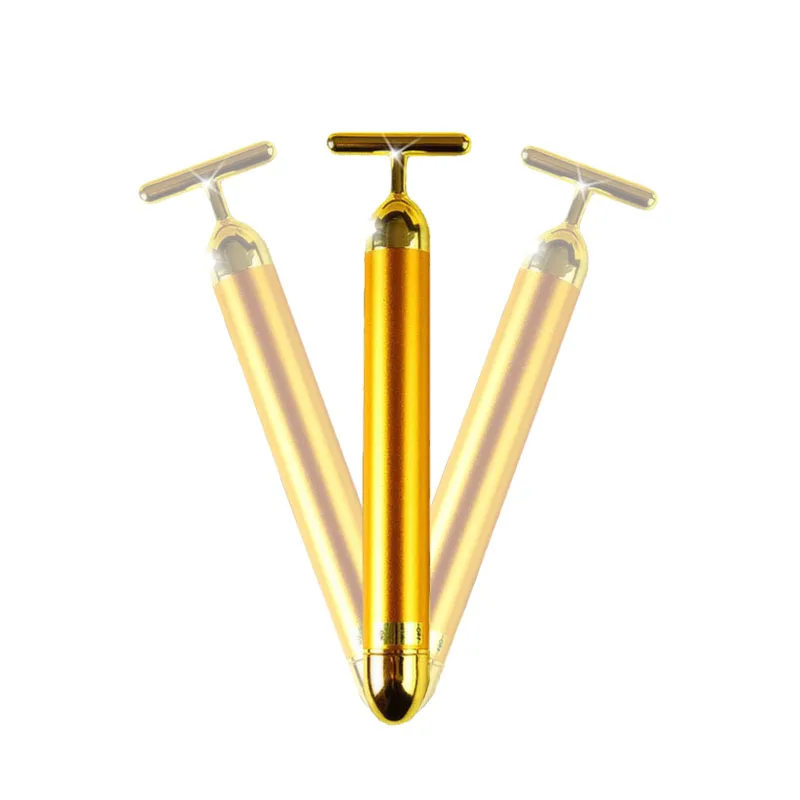 

24k Gold Vibration Facial Slimming Face Beauty Bar Pulse Firming Facial Roller Massager Lift Skin Tightening Wrinkle Stick
