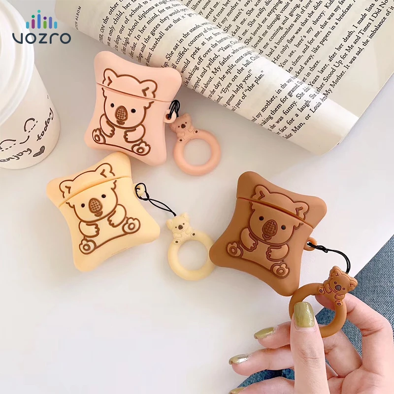 

VOZRO Bear biscuit Wireless Bluetooth Earphone Case For Apple AirPods Silicone Headphones Cases For Airpods 2 Protective Cover