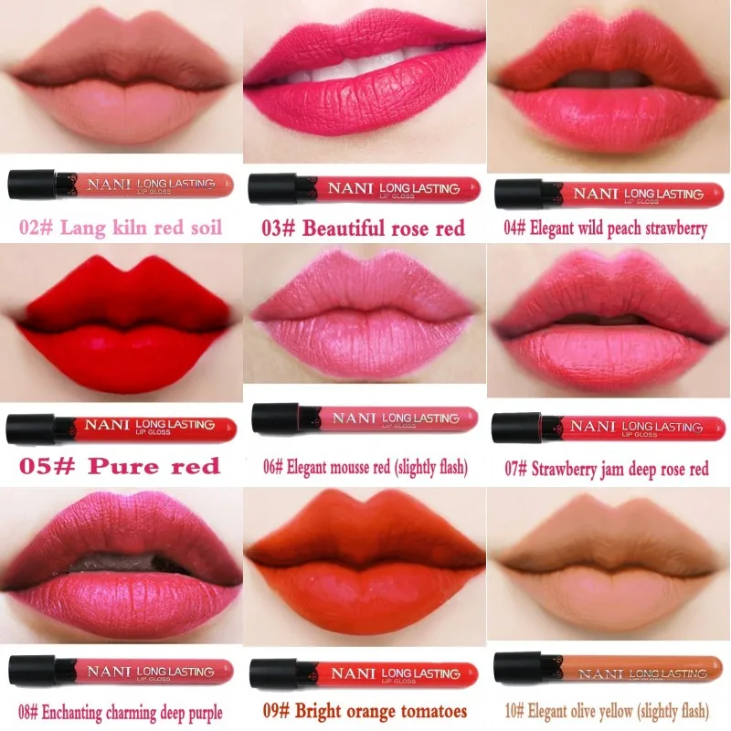 6 Pcslot Nani Velours Mat 24 Couleur Liquide Rouge à Lèvres