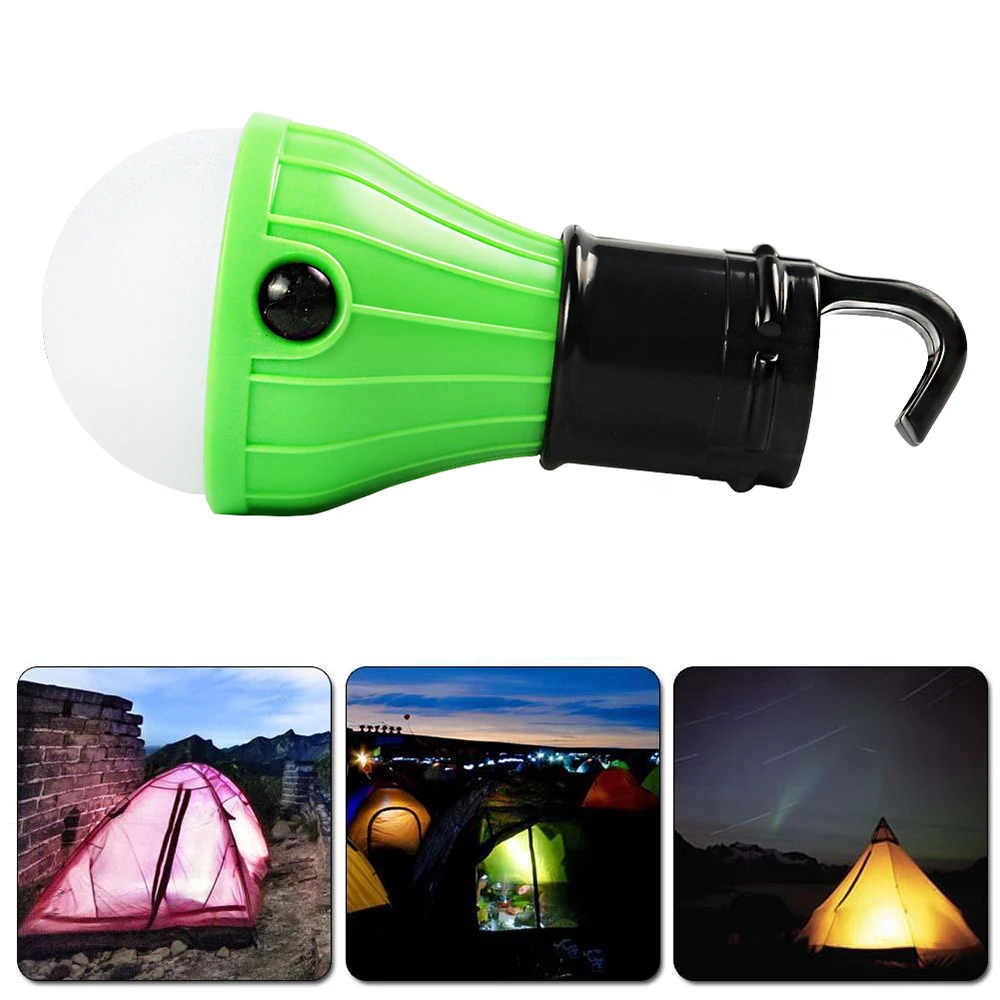 

1PCS Portable outdoor Hanging 3LED Camping Lantern LED Camp Lights Bulb Lamp For Camping Tent Fishing 4 Colors AAA Battery