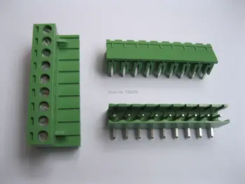 

30 pcs 5.08mm Angle 9 pin Screw Terminal Block Connector Pluggable Type Green