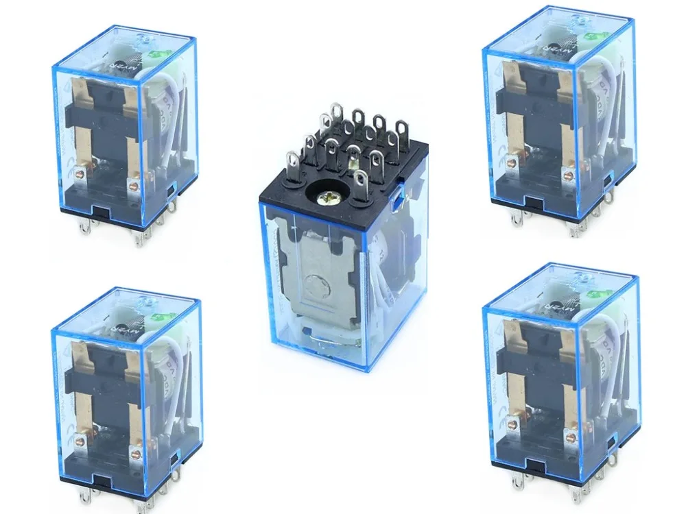 5 шт. MY4NJ AC220V 110 В DC24V 12 катушка 5A 4NO 4NC зеленый светодиодный индикатор реле питания din
