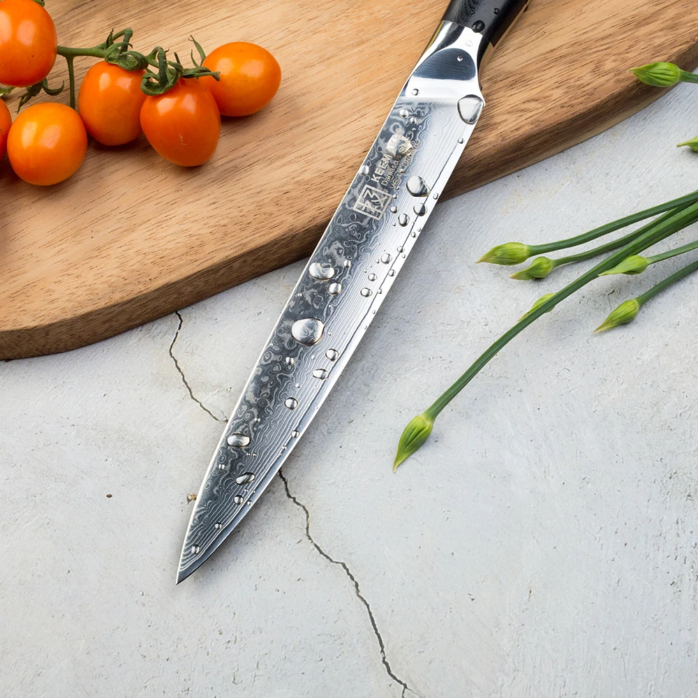 KEEMAKE 8 шт. набор кухонных ножей шеф-повара утилита Santoku стейк ножи дамаск VG10 стальное ядро острое лезвие G10 Ручка режущие инструменты