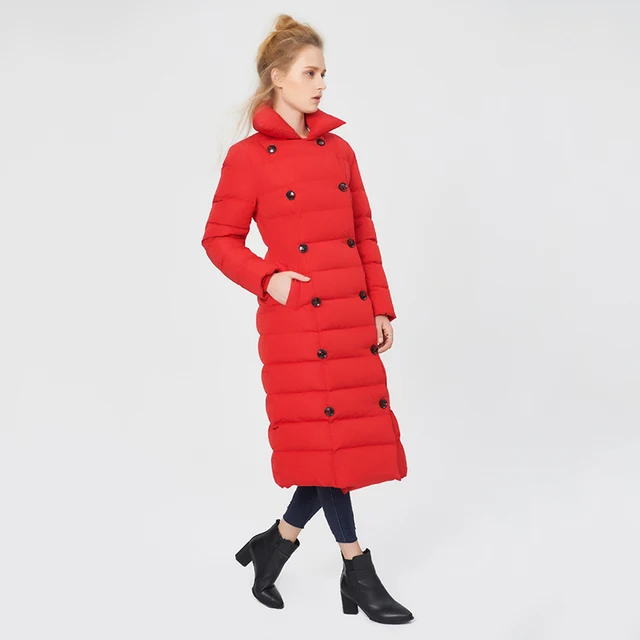Best price at $128 Cheap Long Solid Slim Thick Coat Double Breasted Button Pockets Winter Jacket Women Parkas Snow Warm Female Clothing 2016 New Arrival