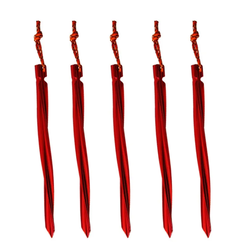 

5 Pieces / Set of 25 cm Tent Pile Aluminum Alloy Spiral Tent Nail With Cable Tent Accessories Tools