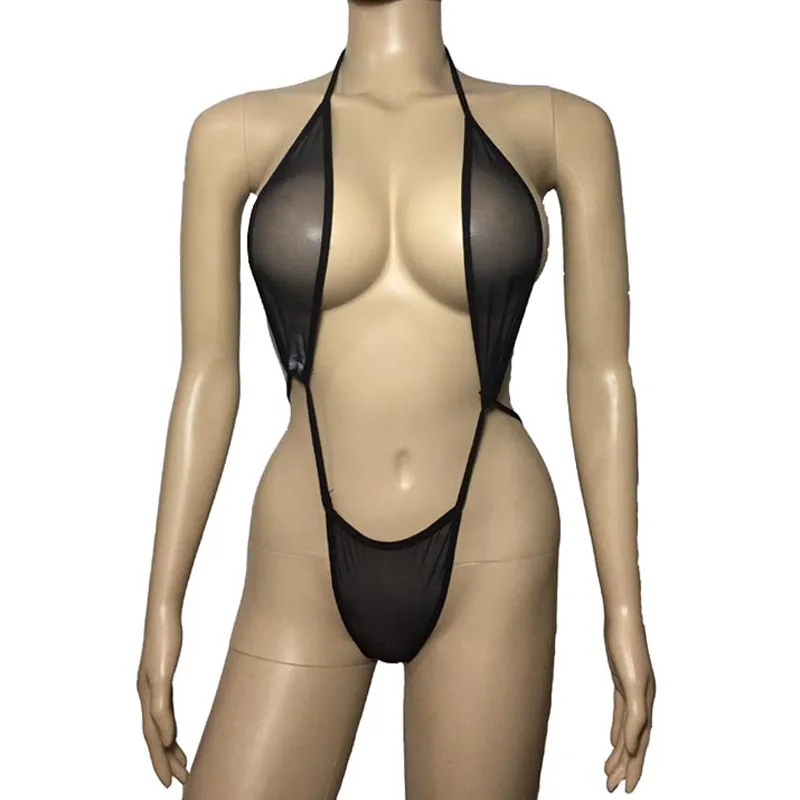 Women Sexy See Through Mesh Bikini Lingerie Microkini One Piece Teddy G-String Back Underwear Nightwear