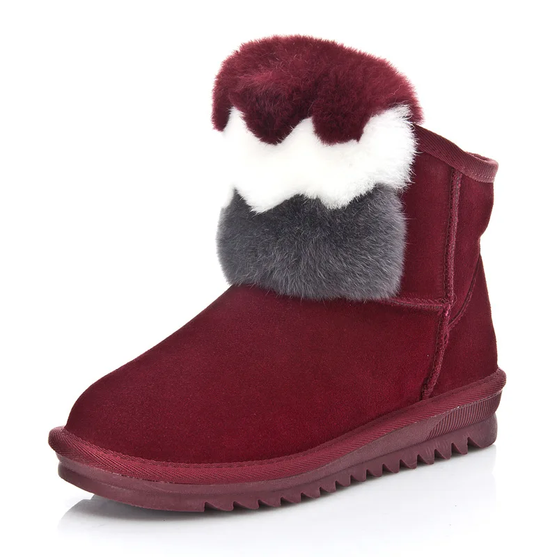 2016 New Women Snow Boots, Short Ankle Boots With Platform Flock Comfortable Warm Fur Inside Winter Shoe