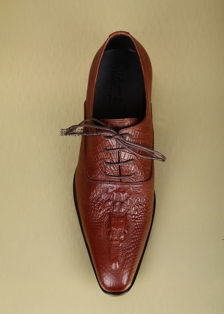 Мужские туфли-оксфорды из крокодиловой кожи; деловые туфли-оксфорды для мужчин; кожаные туфли с острым носком; Новые Мужские модельные туфли из натуральной кожи