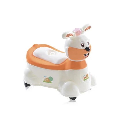 Детский горшок с милым мультяшным Кроликом, музыкальный, для путешествий, для детей, пластиковый, удобный, для обучения, детский ящик, дополнительный туалет с колесом