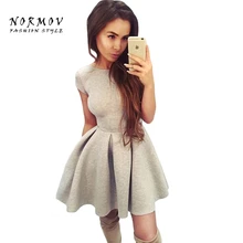 NORMOV Sexy Women O-Neck Backless Straps Slim Polyester Dress Mini Office Lady Large Size Robe Dresses Vestidos De Festa