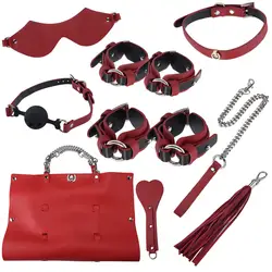 Манжеты для бондажа ожерелье наручники маска SM игрушки для взрослых для пары с сумка 9 шт Косплэй бинты сдержанность 19Mer15 P40