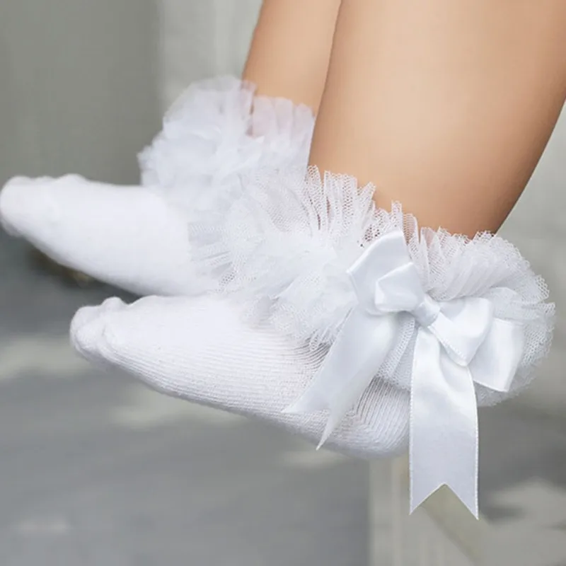 Детские короткие носки для девочек Дети Bowknot хлопковые носочки с завязками