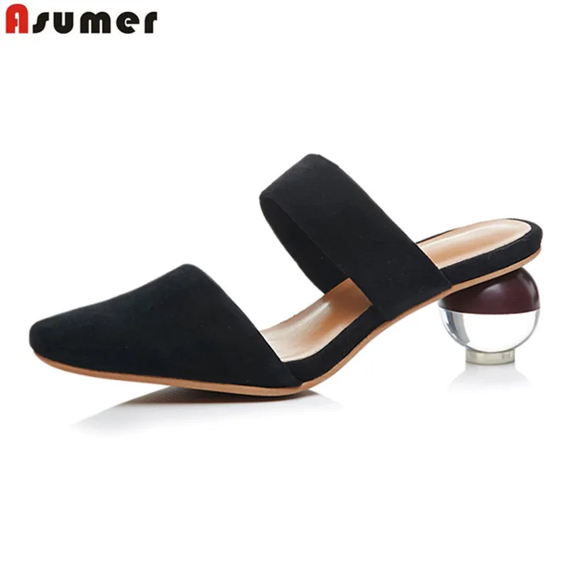 

ASUMER 2019 hot sale new summer shoes woman square toe shallow suede leather shoes elegant prom sandals women big size 34-43