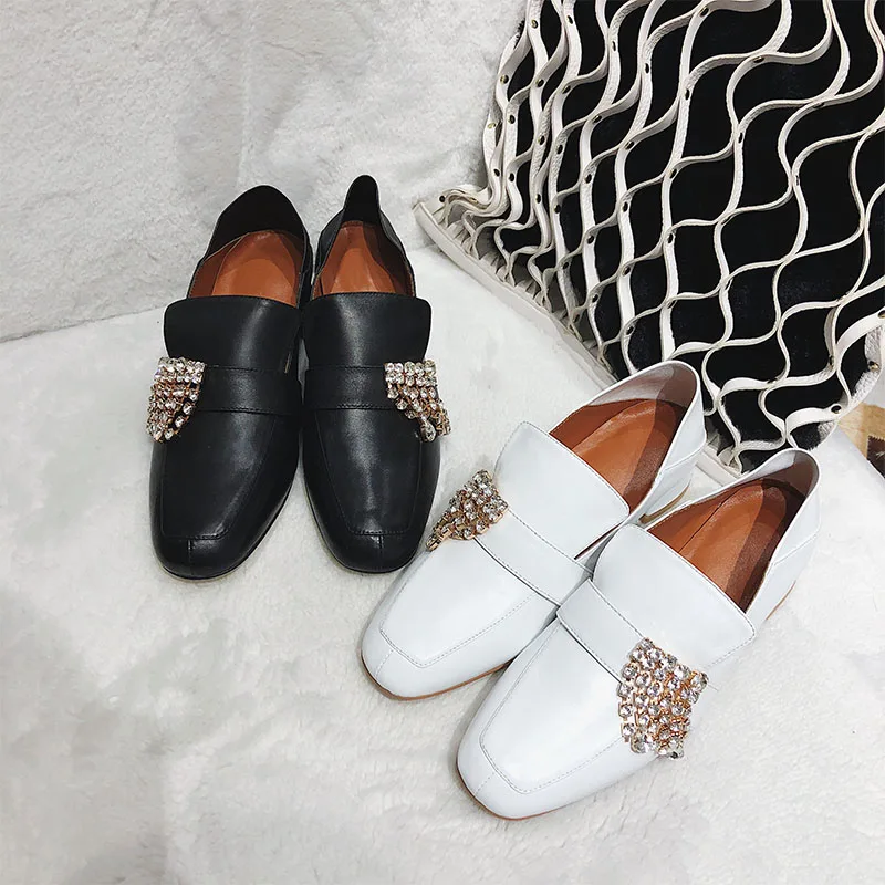 

Woman Loafers Square Toe Women Shoes Brightest Crystal Embellished Slip On Shoes Butterfly Knot Chic Shoes Woman Low Top Shoes