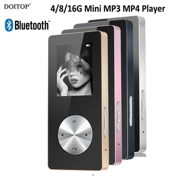 DOITOP 16G Bluetooth MP3 MP4 Player Metal Hifi Music Sport Mini Walkman MP4 Player With Speaker Support TF Card FM Recorder O5