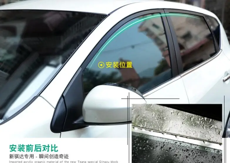 

4Pcs Car Styling Door Window Wind Visor Moulding Awnings Shield Rain Sun Wind Guard Vent Shade For Hyundai i20 2010-2017