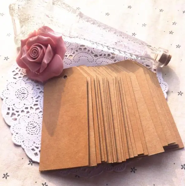 4.5 * 9.5 cm Retro large square blank kraft paper tags jewelry price card with Hemp rope 200 pcs/lot | Украшения и аксессуары
