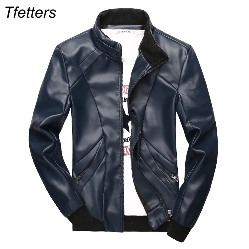 TFETTERS Men's PU Leather Jacket Brand Jacket Mens Windproof